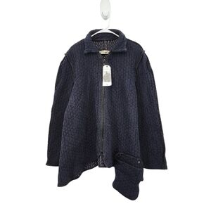 Cynthia Ashby Women's Corbet 100% Cotton Embossed Crinkle Full Zip Jacket - M